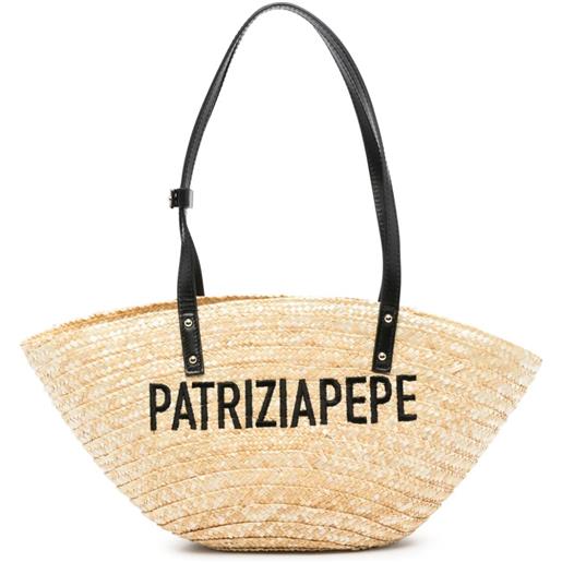 Patrizia Pepe logo-embroidered tote bag - toni neutri