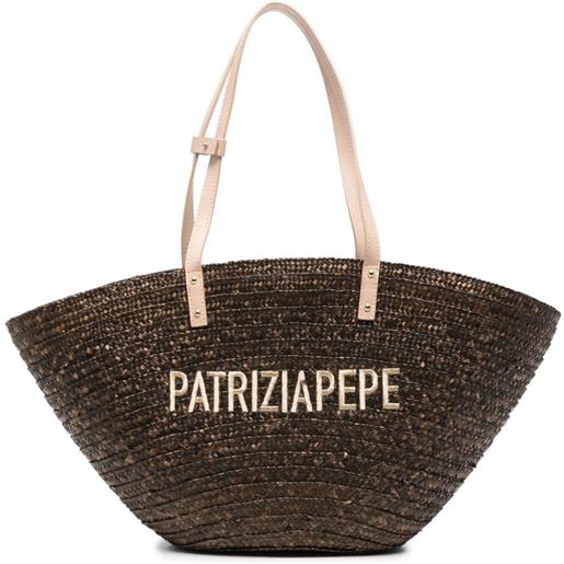 Patrizia Pepe logo-embroidered tote bag - marrone