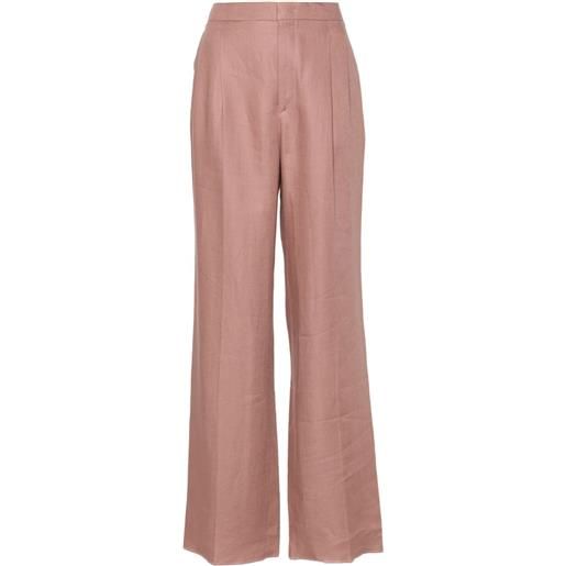 Tagliatore pleat-detail linen trousers - rosa