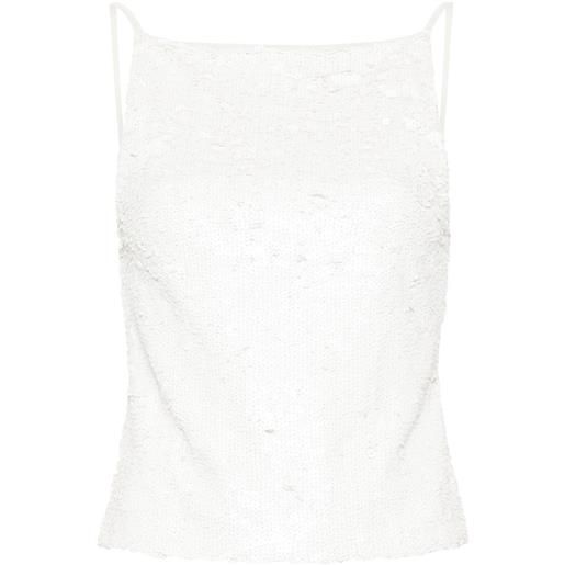 P.A.R.O.S.H. sequin-embellished open-back top - bianco