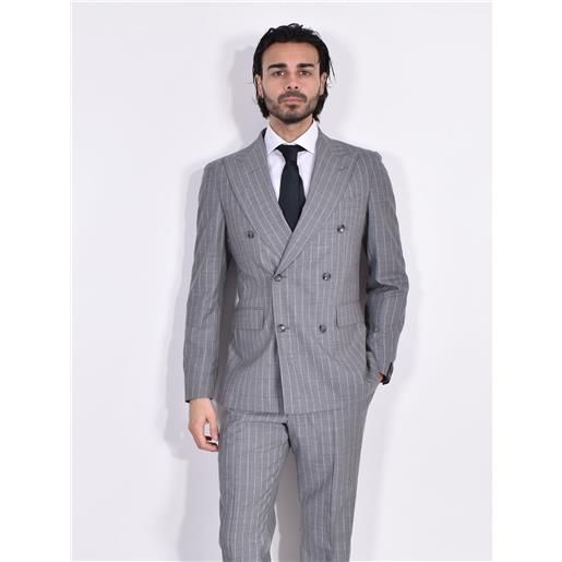 TAGLIATORE abito tagliatore doppiopetto gessato grigio fresco lana super 120's 2svs20