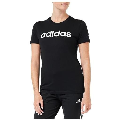 adidas essentials slim logo, t-shirt donna, black/white, xs