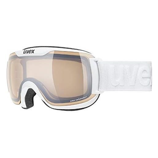 Uvex downhill 2000 s v, occhiali da sci unisex, fotocromatico e specchiato, privo di appannamenti, white/silver-clear, one size