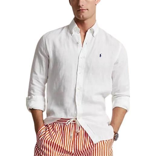 Polo Ralph Lauren camicia uomo in lino botton down bianco / m