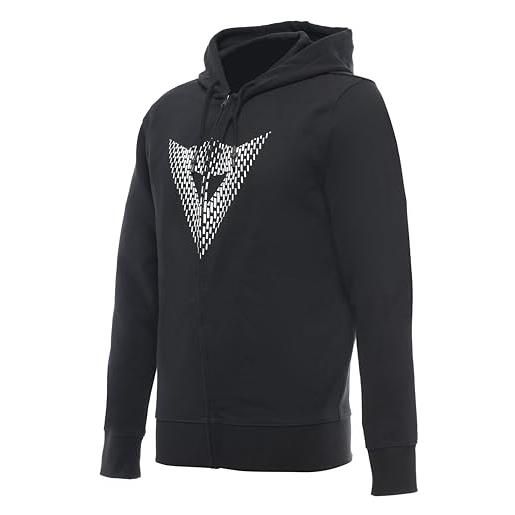 DAINESE - hoodie logo, felpa casual da uomo, chiusura zip anteriore, felpa con cappuccio, 100% cotone, nero/bianco, m