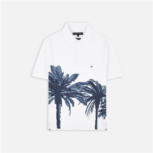 Tommy Hilfiger palm placement print regular polo shirt white uomo