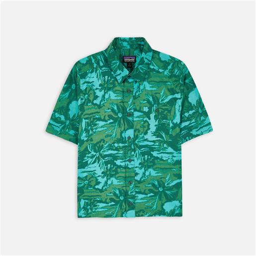 Patagonia go to ss shirt cliffs and waves: conifer green uomo