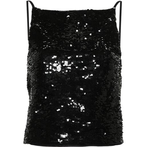 P.A.R.O.S.H. sequin-embellished open-back top - nero
