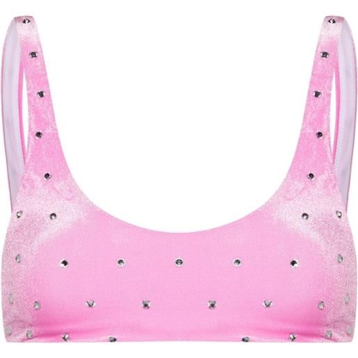 Dsquared2 crystal-embellished velvet bikini top - rosa