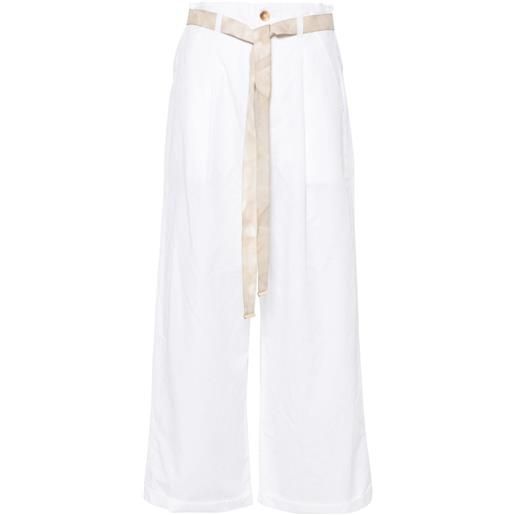 PINKO pantaloni crop con cintura - bianco