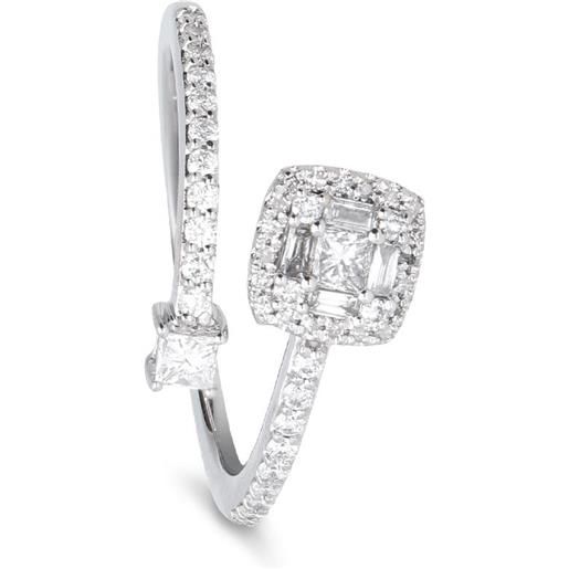 ALFIERI & ST. JOHN anello in oro bianco con diamanti baguette, round e princess