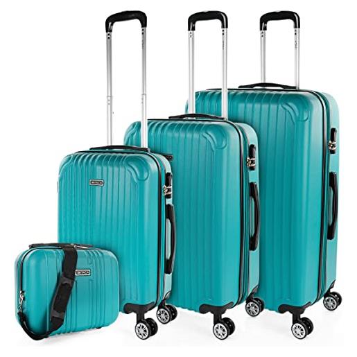 ITACA - set valigie - set valigie rigide offerte. Valigia grande rigida, valigia media rigida e bagaglio a mano. Set di valigie con lucchetto combinazione tsa t71500b, verde menta