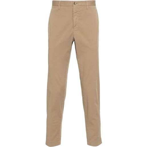 Incotex tapered cotton chino trousers - marrone