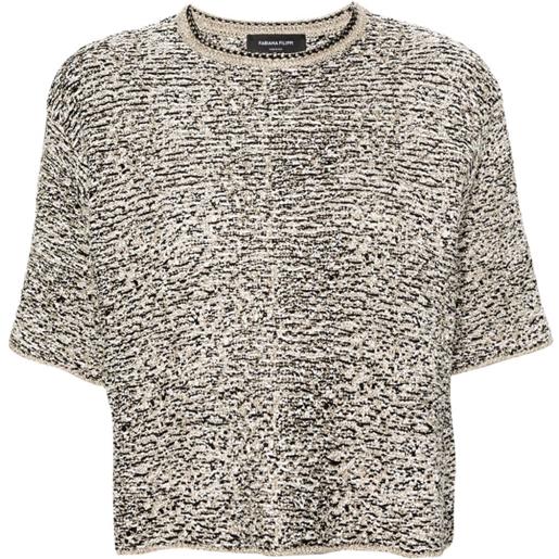 Fabiana Filippi metallic-thread chunky-knit t-shirt - nero