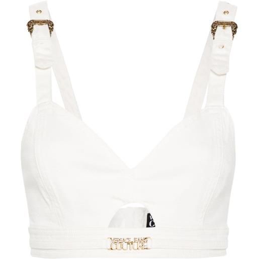 Versace Jeans Couture reggiseno con placca logo - bianco