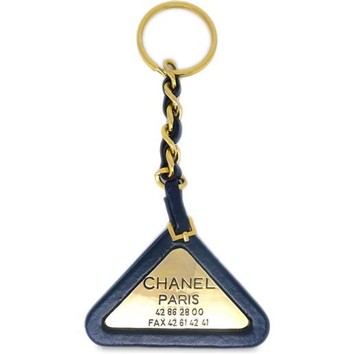 CHANEL Pre-Owned - portachiavi con logo inciso 1994 - donna - placcatura in oro/pelle - taglia unica