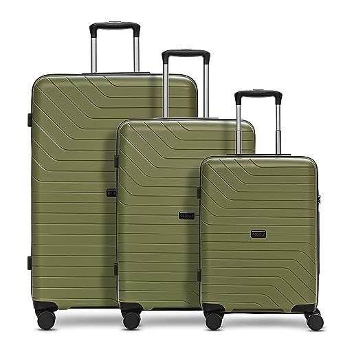 REDOLZ essentials 05 valigie rigide set 3 pezzi | in polipropilene leggero di alta qualità | 4 rulli doppi e serratura tsa per uomo & donna