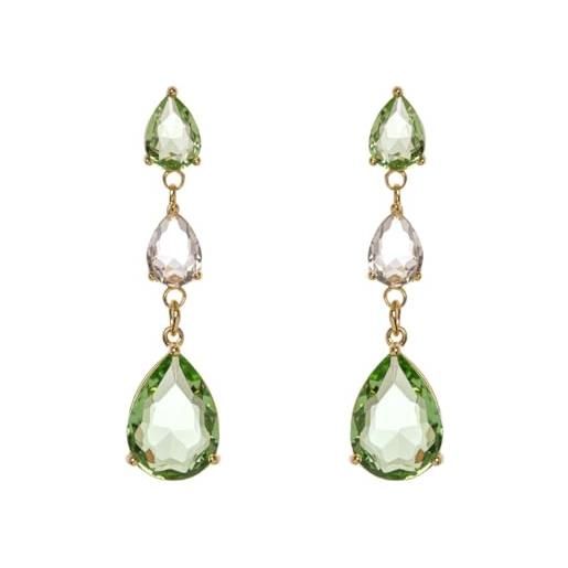 Sodini orecchini con tre cristalli chandelier - verde