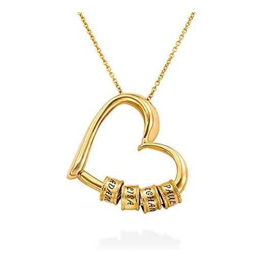 MyNameNecklace myka -collana personalizzata a forma di cuore in argento 925 con perle personalizzate - ciondolo con nomi incisi - regalo per le donne - regali per la festa della mamma