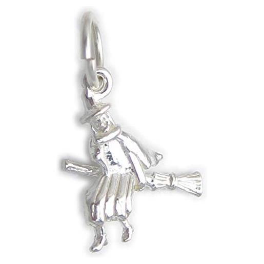 Maldon Jewellery strega su un manico di scopa piccolo fascino in argento sterling. 925 x 1 charms delle streghe