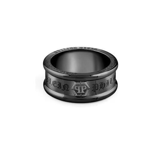 Philipp Plein anello da uomo in acciaio inox ip black gothic tag pjtea06r
