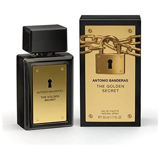 Antonio Banderas banderas perfumes, the golden secret, eau de toilette spray per uomo, fragranza quotidiana e maschile con menta e liquore di mela, 50 ml