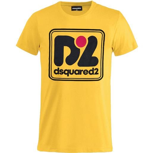 Dsquared bambino t-shirt logo frontale a contrasto bambino giallo mod. 1977 d004g
