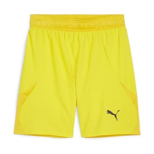 PUMA teamfinal shorts - pantaloncini in tessuto adulti unisex, faster yellow-PUMA black-sport yellow, 705743