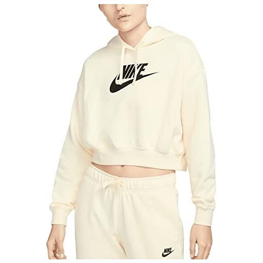 Nike dq5850-113 w nsw club flc gx crop hdy maglia lunga donna latte di cocco e nero taglia m