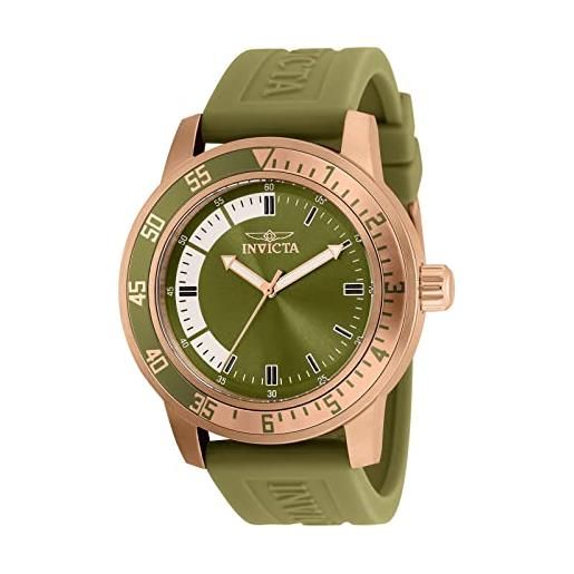 Invicta specialty - orologio da uomo in acciaio inossidabile con movimento al quarzo - 45 mm, oro rosa/verde