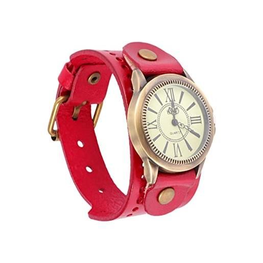 Générique generic vintage orologio da polso in pelle vintage casual da donna - bianco, rosso, 25×4.3cm, cinghia