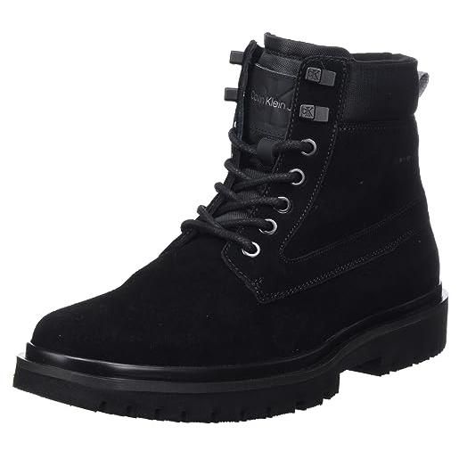 Calvin Klein eva mid laceup boot suede, stivaletto medio uomo, nero (black/stormfront), 42 eu