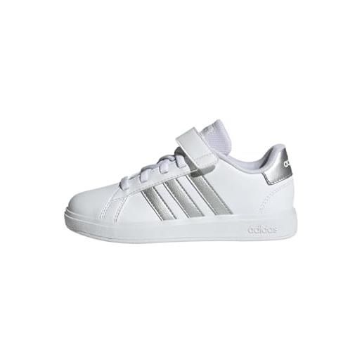 adidas grand court elastic lace and top strap shoes, sneaker unisex - bambini e ragazzi, clear pink bliss pink pink fusion, 30 eu
