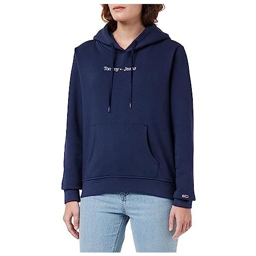Tommy Jeans tjw reg serif linear hoodie dw0dw14362 maglie pesanti, blu (twilight navy), xl donna