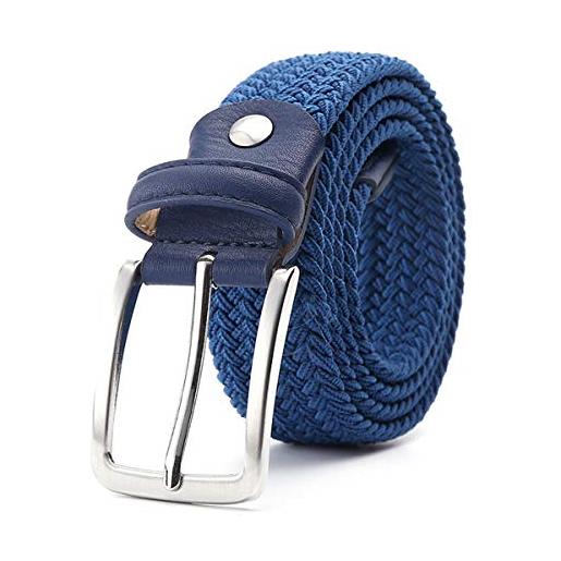 Tactfulw cintura elastica per donne vita men belt tela elasticizzato lavorato a telaio intrecciato in pelle belt 1-3/8 145 centimetri largo blu