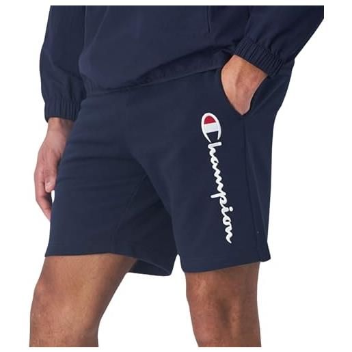 Champion legacy icons pants-contrast logo powerblend terry bermuda pantaloncini, blu marino, xxl uomo
