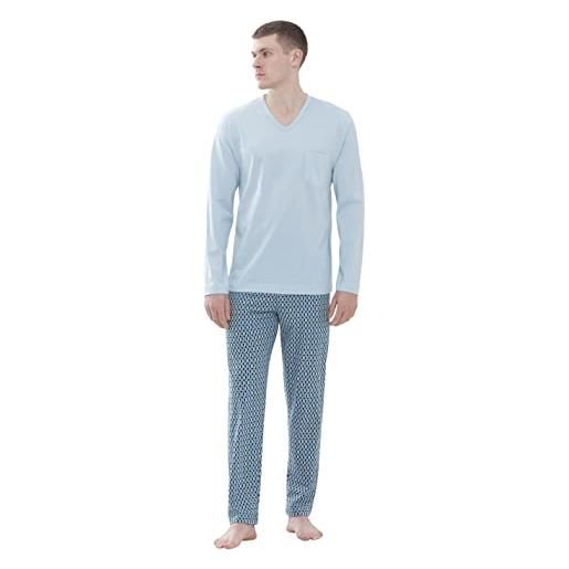 Mey pigiama uomo - pigiama con tasca sul petto e scollo a v - serie seventies - 34040, ghiaccio, xl