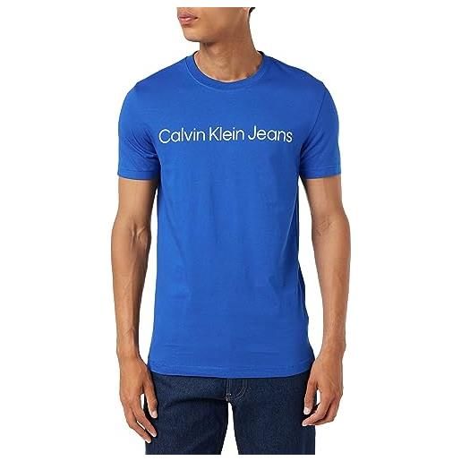 Calvin Klein Jeans institutional logo slim tee j30j322344 magliette a maniche corte, blu (kettle blue/bright white), xl uomo