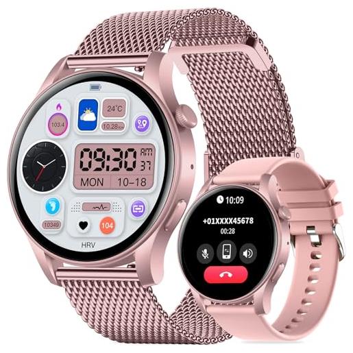 GedFong smartwatch donna, 1.43" smartwatch con chiamate whatsapp，orologio digitale monitor del spo2/sonno, impermeable ip67, 107+ modalità sportive, cardiaca per android ios