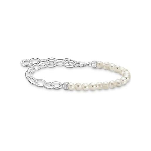 Thomas sabo bracciale con perle bianche a2098-082-14, kleine, argento sterling, nessuna pietra preziosa