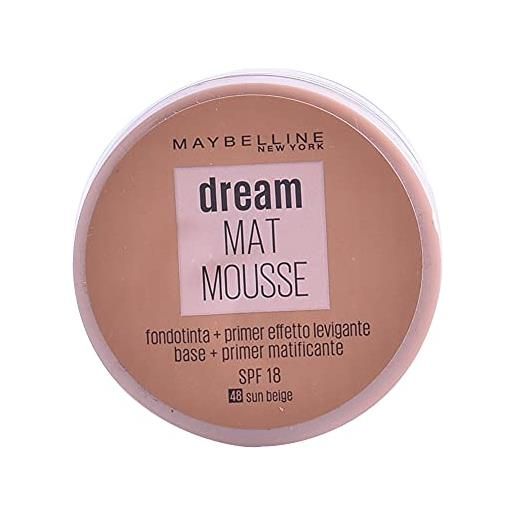 Maybelline new york fondotinta dream mat mousse, base opacizzante in mousse, 48 sun beige, (la confezione può variare)