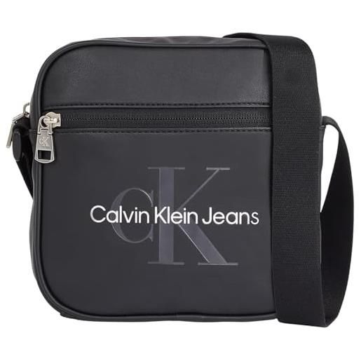 Calvin Klein Jeans uomo borsa a tracolla monogram soft camera bag piccola, nero (black), taglia unica
