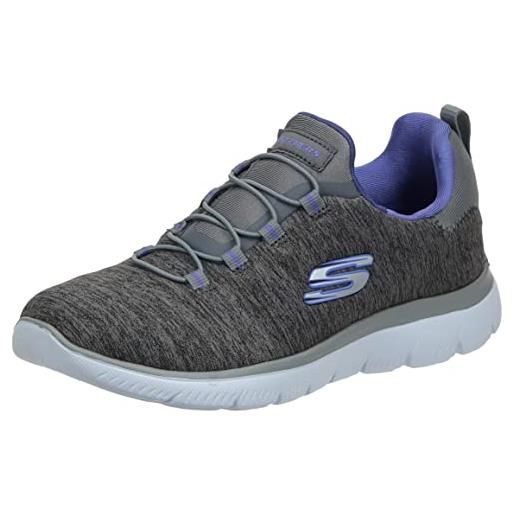 Skechers summits-quick getaway, scarpe da ginnastica donna, grey charcoal mesh purple trim ccpr, 39.5 eu