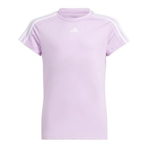 adidas train essentials aeroready 3-stripes slim-fit training tee maglietta, bliss lilac/white, 13-14 years girl's