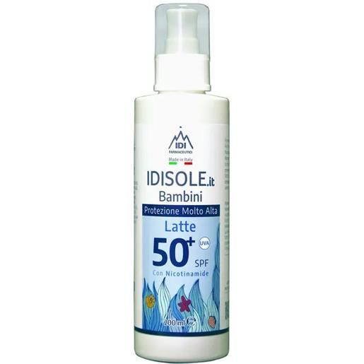 Idisole-it latte solare protettivo spf 50+ per bambini protezione molto alta 200 ml