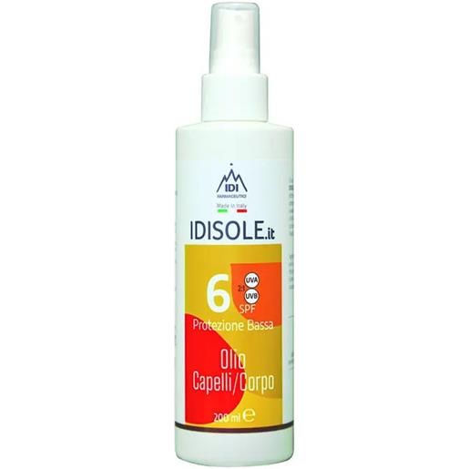 Idisole-it olio corpo e capelli protezione solare bassa spf 6 200 ml