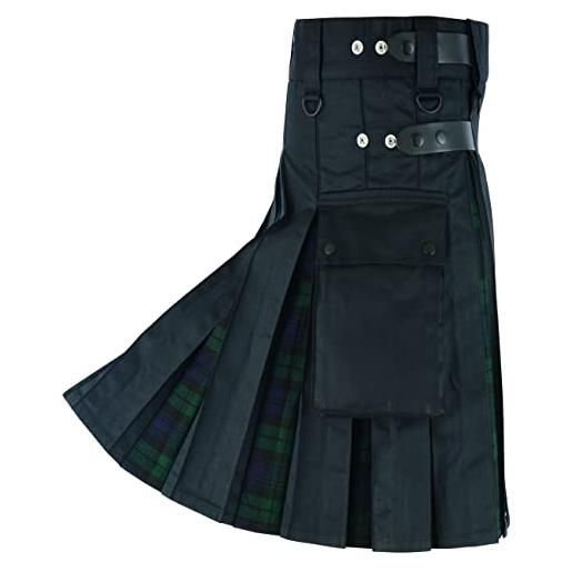 Hamilton Kilts scozzese kilt ibrido blackwatch abito tradizionale in tartan di cotone delle highland, w40