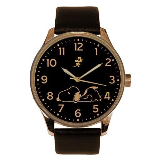 Collectible Watches classico snoopy & woodstock vintage monocromatico art in ottone massiccio adulto 40 mm formato uomo facile lettore orologio, oro