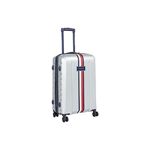 Tommy Hilfiger riverdale hardside spinner bagaglio, argento, 25 inch, bagagli da check-in - bagagli con ruote girevoli