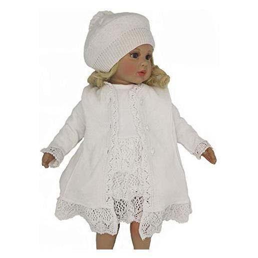 Six for Kids abito vestito da battesimo neonata bambina cerimonia 3 pezzi bianco mod. Ina (6-9 mesi)